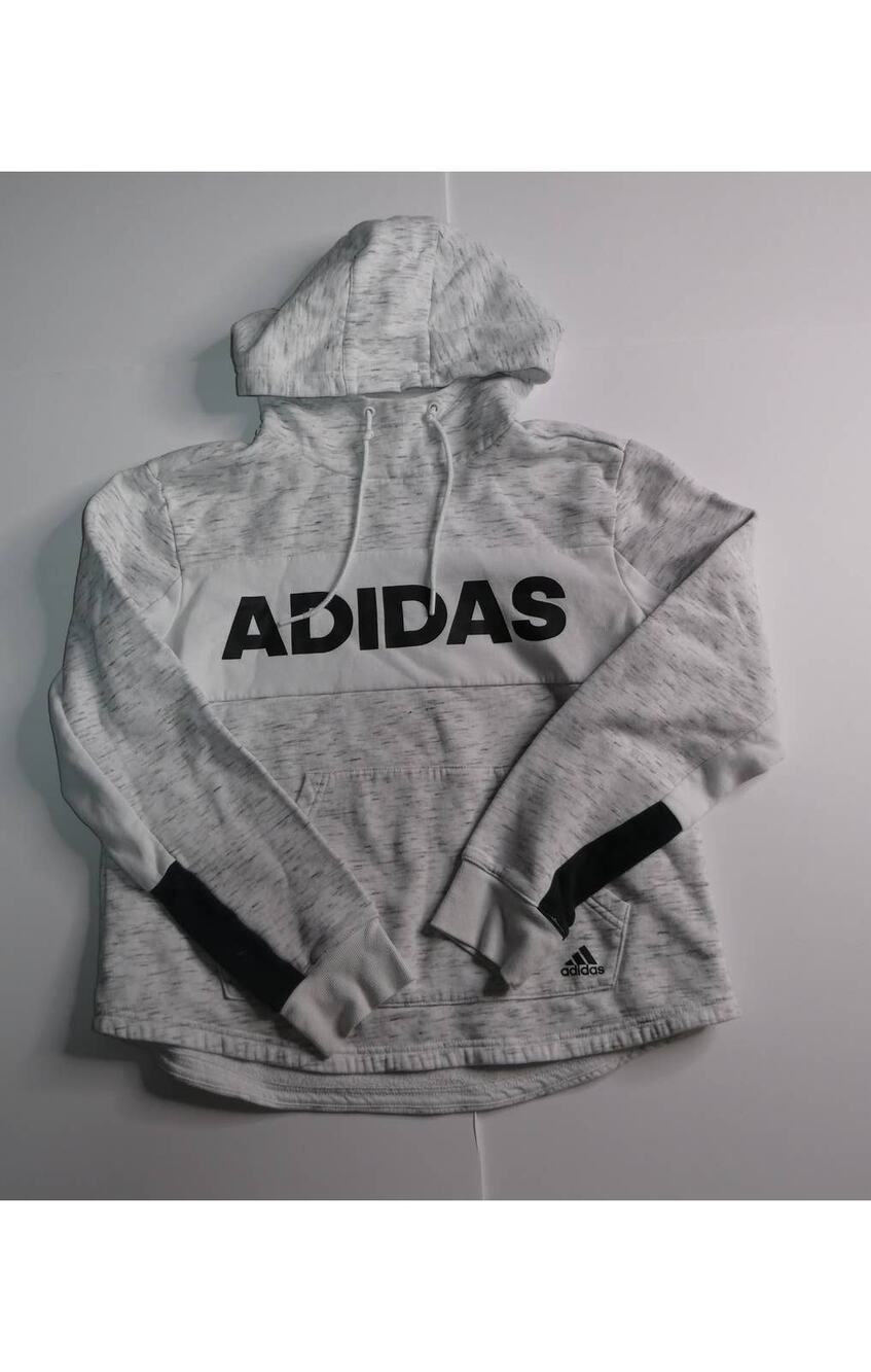 ADIDAS slightly cropped sweatshirt hoodie, white, medium